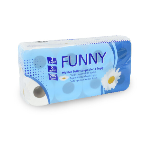 Funny Toilettenpapier 3-lagig hochweiß, 72 Rollen im Umpack