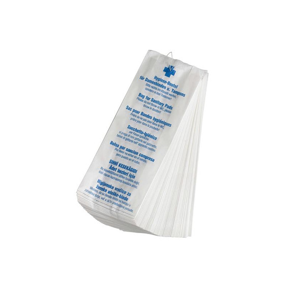Hygienebeutel aus Papier, weiß, mehrsprachig beschriftet, 1 Karton = 1.000 Stück