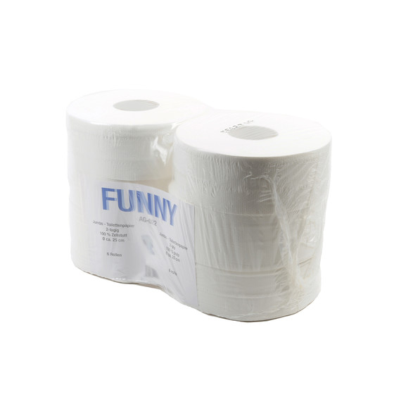 2-lagig Jumbo Toilettenpapier 360 m, Zellstoff hochweiss, 9,5x25 cm